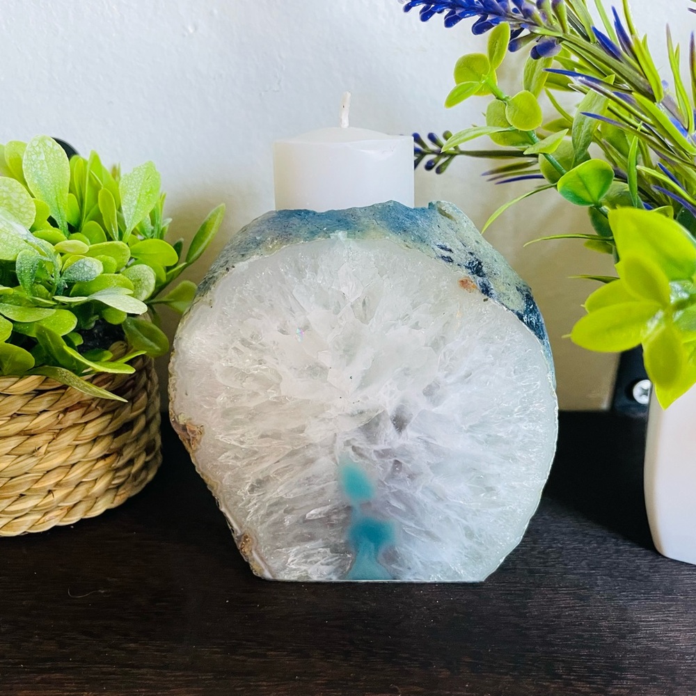TEAL AGATE  TEA LIGHT CANDLE HOLDER